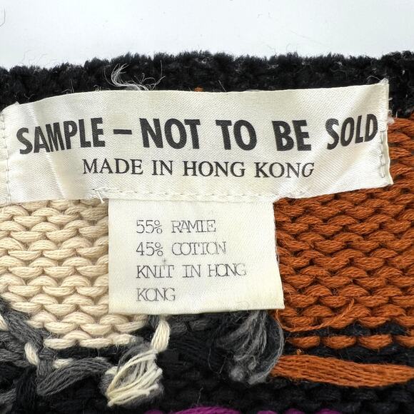 Vintage Hong Kong Multimedia Abstract Knit Sweater Wearable Art Size Large - Picture 7 of 8